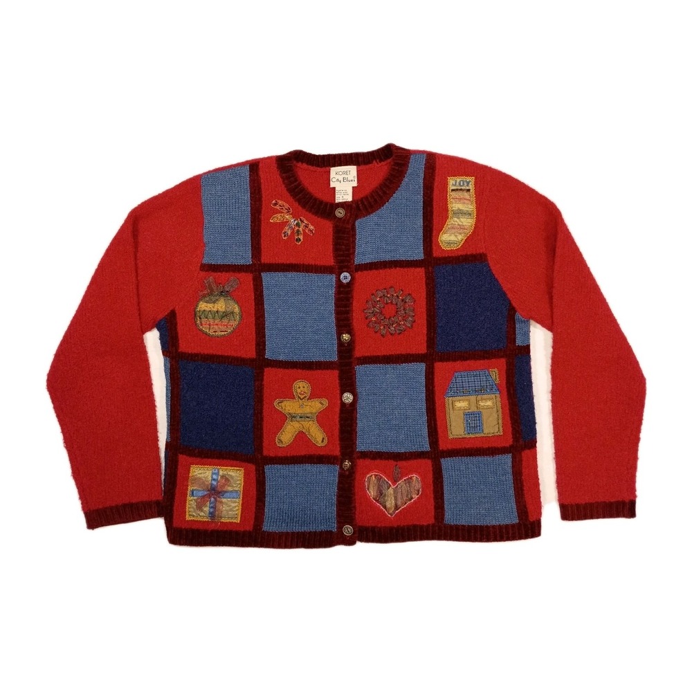 Vintage Koret City Blues Christmas Sweater Women's S Wool Blend Eclectic Grandma